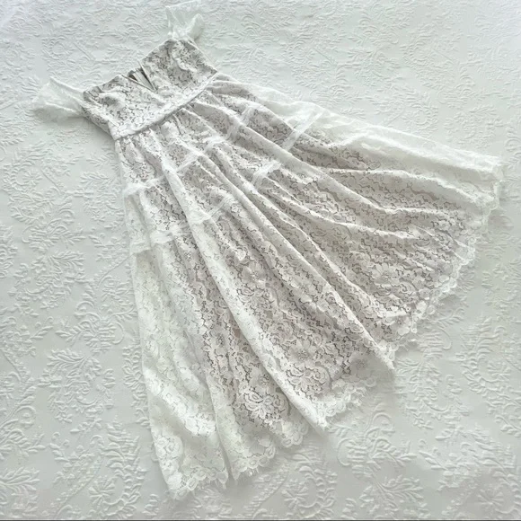 NWOT Lulus Absolutely Stunning White Lace Off-the-Shoulder Midi Dress Small - Picture 5 of 10